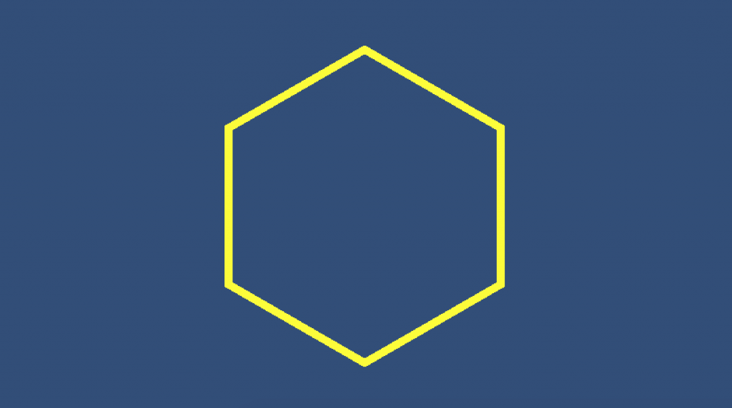 A hexagon which is rendered using line renderer in Unity3D by C# script