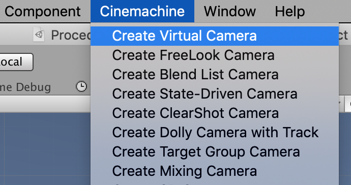 creating a virtual camera to following an object using cinemachine