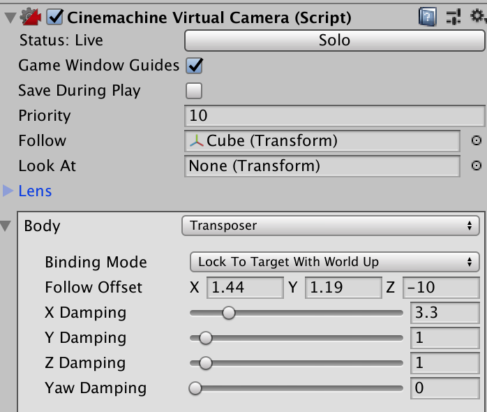 following an object using cinemachine
