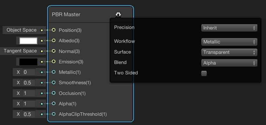 Setting transparency of PBR Master Node