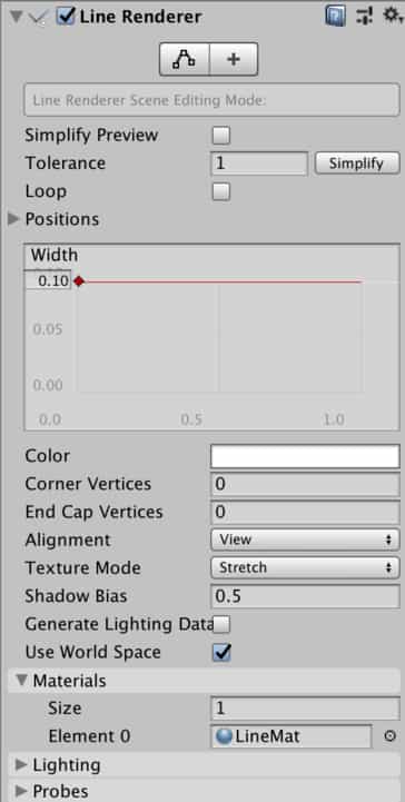 Line Renderer component which is associated with the thrown object