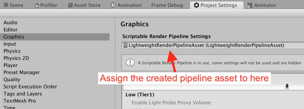 Assigning pipeline asset