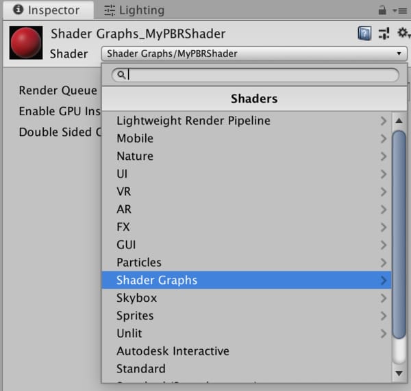 Material inspector for Shader Graphs