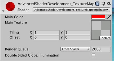 Tiling and offset properties on material inspector